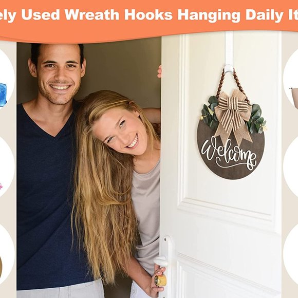 New 2pc pack 12" Clear Wreath-Hanger Non Scratch Over The Door Hooks - Picture 6 of 9